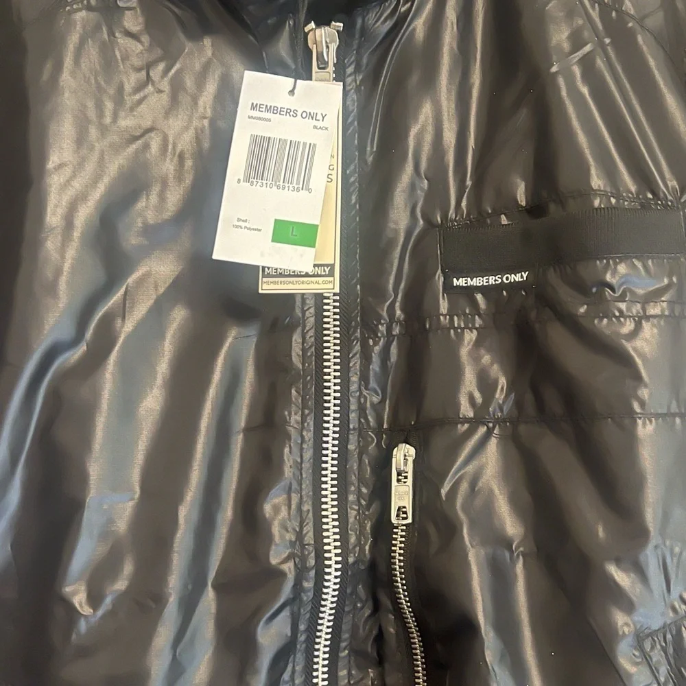 Members Only Shiny Black Bomber Jacket